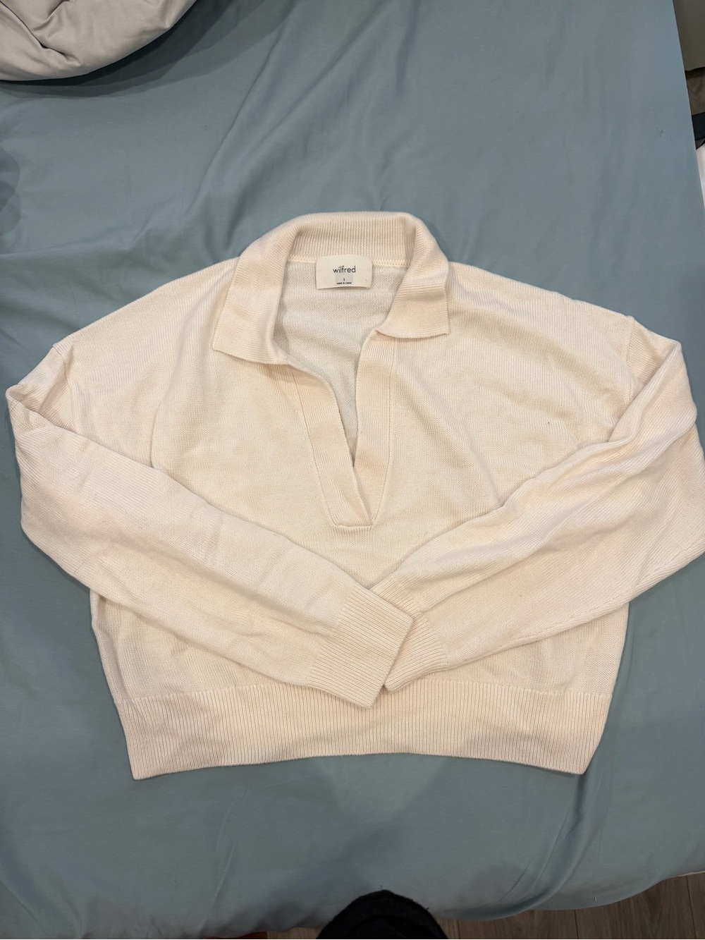 Wilfred Cream Collared Clara V-Neck Knit Sweater